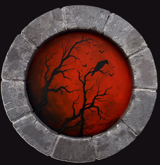Stone Frame with Red Sky