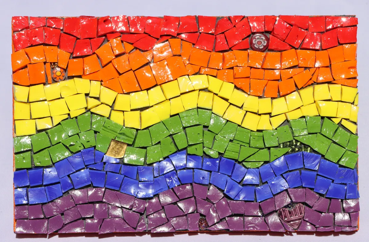 LGBTQIA Rainbow Pride Glass Smalti Flag