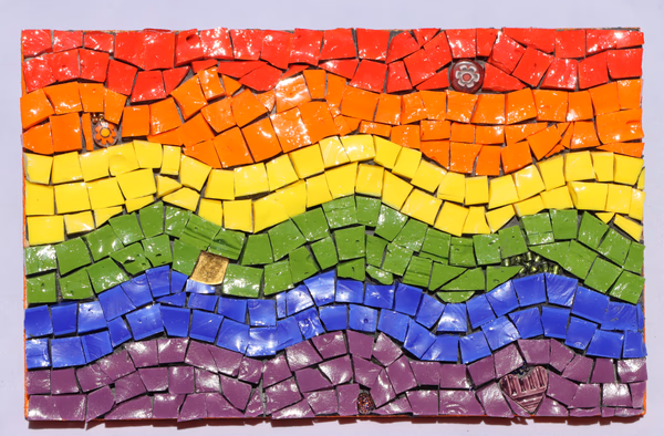 LGBTQIA Rainbow Pride Glass Smalti Flag