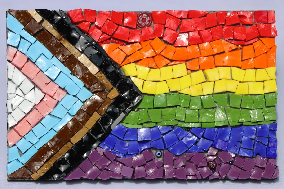 LGBTQIA Inclusive Glass Smalti Flag