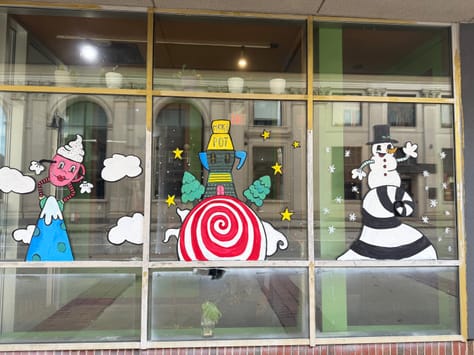 Painted window at The Moka Pot @ City Hall Pub