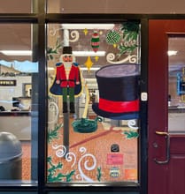 Nutcracker painted on the Palace Theatre window